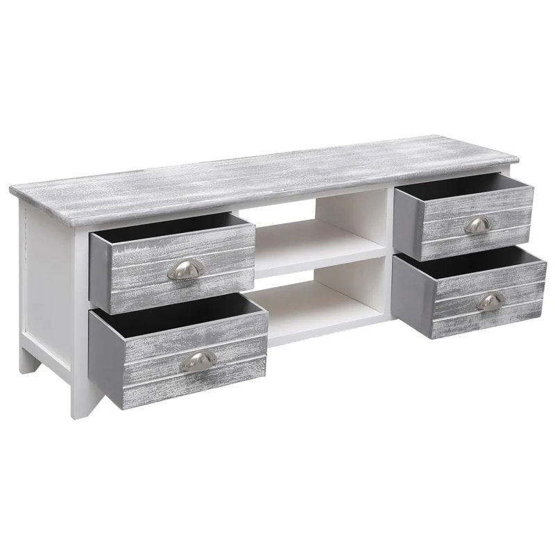Dalaigh Unfinished TV Stand, White/Grey