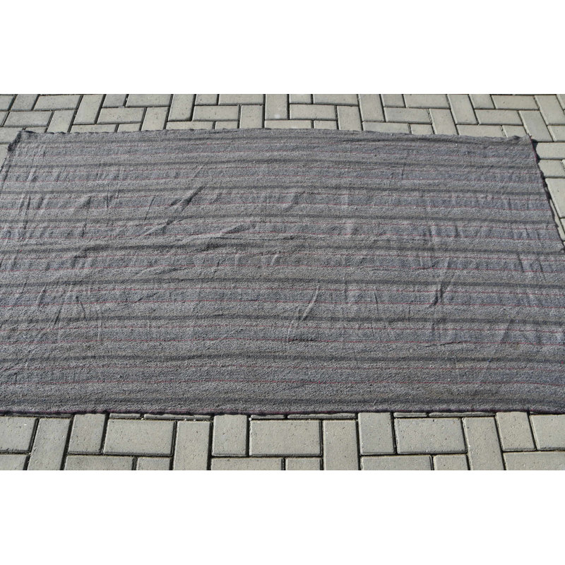 Tapis turc rétro vintage gris Kilim - idéal pour la décoration intérieure et une touche chic bleu / gris