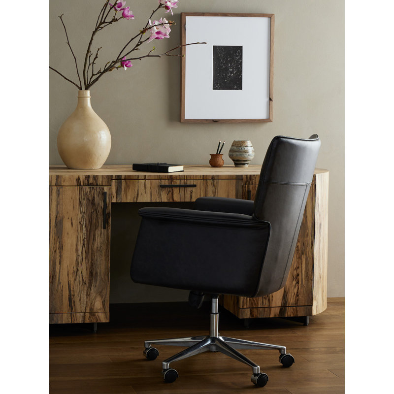 Humphrey Leather Swivel Office Chair, Sonoma Black Genuine Leather