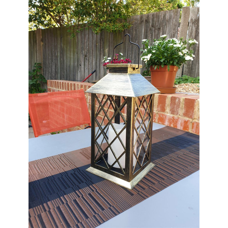 Aboubakr 30.5cm Solar Powered Integrated LED Outdoor Lantern with Electric Candle