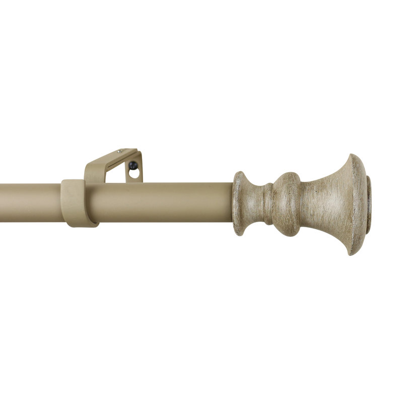 Kelliher Polyresin Adjustable Single Curtain Rod, 48" W x 6.75" D, Cottage