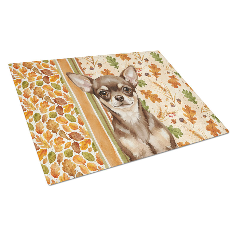 Planche à découper en verre chocolat chihuahua