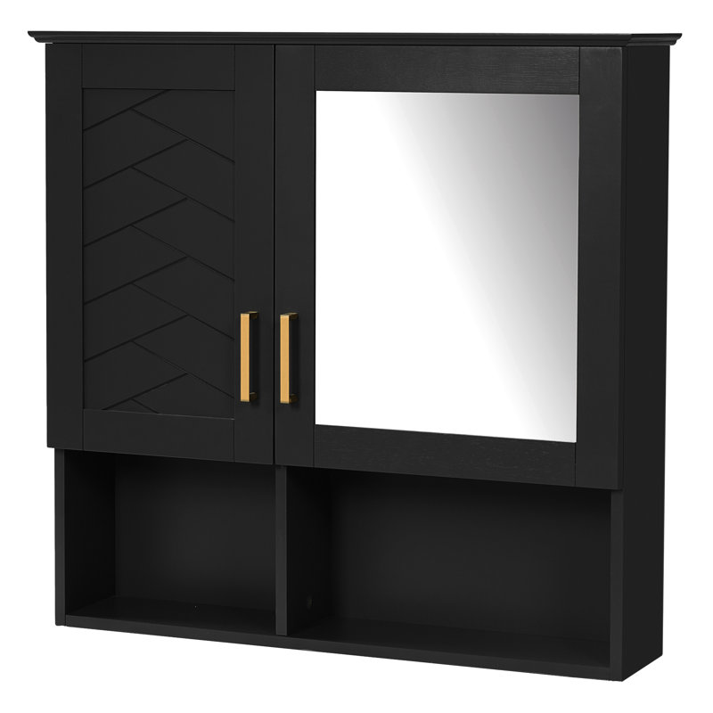 Armoire de toilette 2 en 1, armoire à pharmacie murale de 30 pouces avec tablettes réglables et portes à fermeture en douceur, miroir haute définition avec rangement pour meuble-lavabo de salle de bain