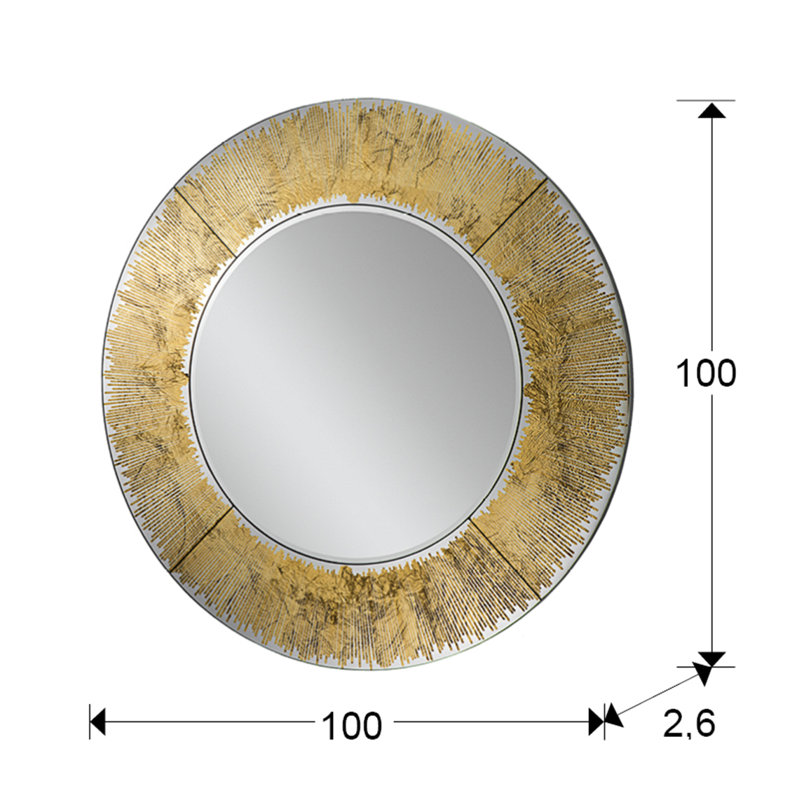 Orey Wood Flat Wall Mirror, Gold
