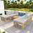 Ensemble de canapé modulaire en rotin pour l'extérieur 7 pièces avec six sièges individuels et une table basse ronde et des oreillers
