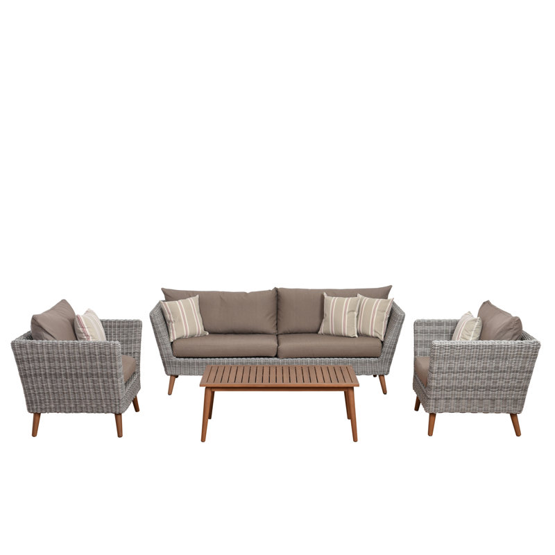 Marsily Eucalyptus 4 - Person Patio Conversation Set with Cushions