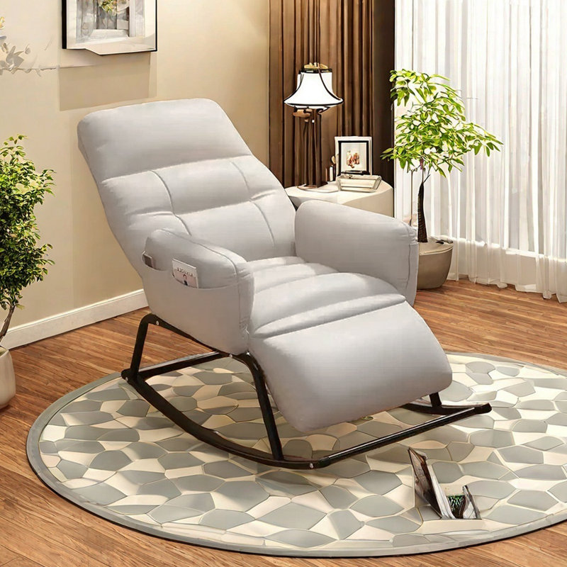 Chaise berçante à dossier réglable avec sac de rangement, Beige