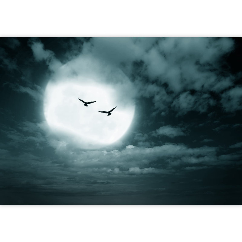 Grand papier peint auto-adhésif d'Halloween fond pleine lune et ciel foncé, L 66 po x l 96 po