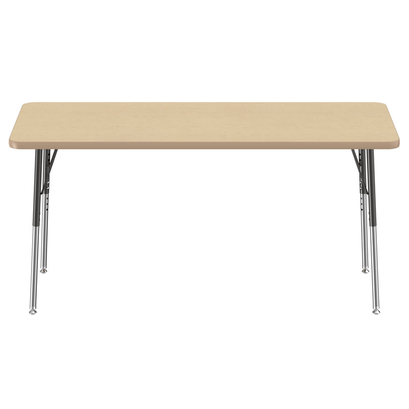 Table d'activité rectangulaire à hauteur réglable en forme de T, 24 po x 60 po, Érable / érable / noir