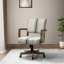 Chaise de travail en lin avec accoudoirs en bois massif et garniture cloutée Bromley Farmhouse-794978832
