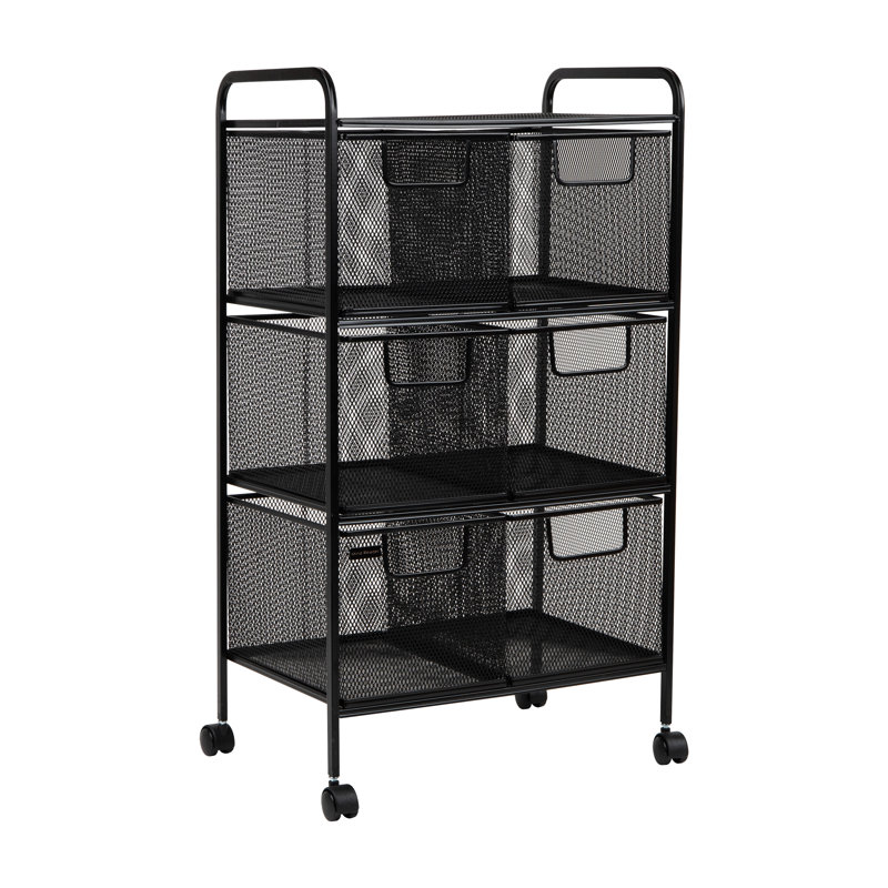 Chariot roulant polyvalent avec tiroirs Mind Reader, organisateur de rangement de bureau, chariot utilitaire, filet métallique, noir