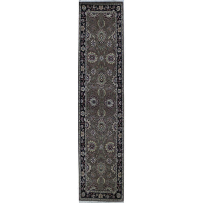 Hand-Knotted High-Quality Brown and Black Runner