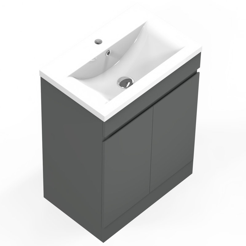 Novisha 500mm Single Bathroom Vanity with Drop In Ceramic Basin, Grey