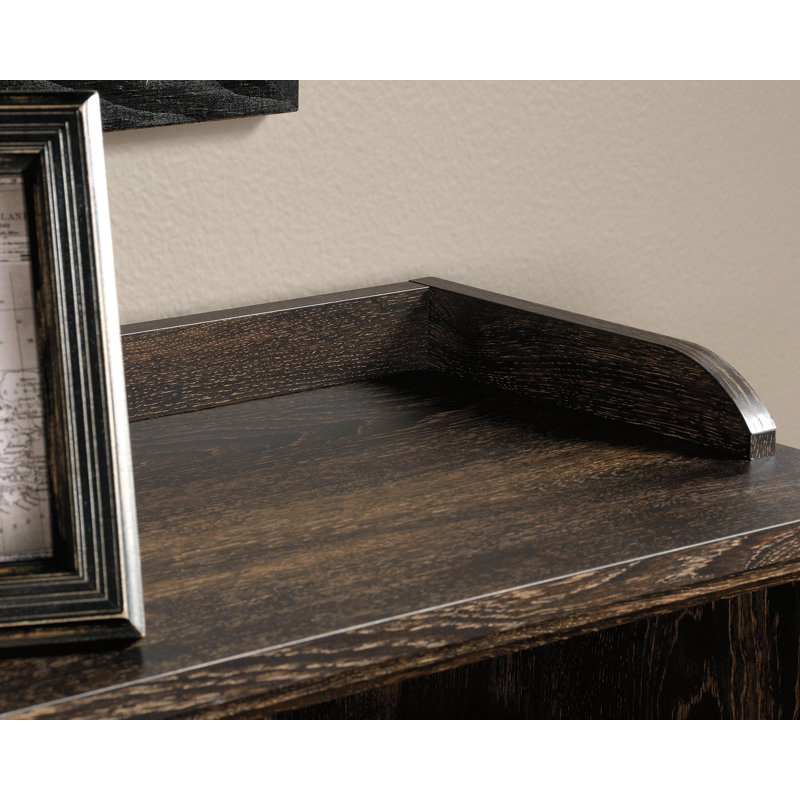 Iron Oak Finish Adjustable Bookcase with Cubbyhole Storage