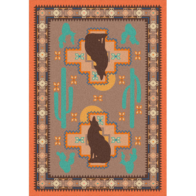 Tapis orange Abra Southwestern