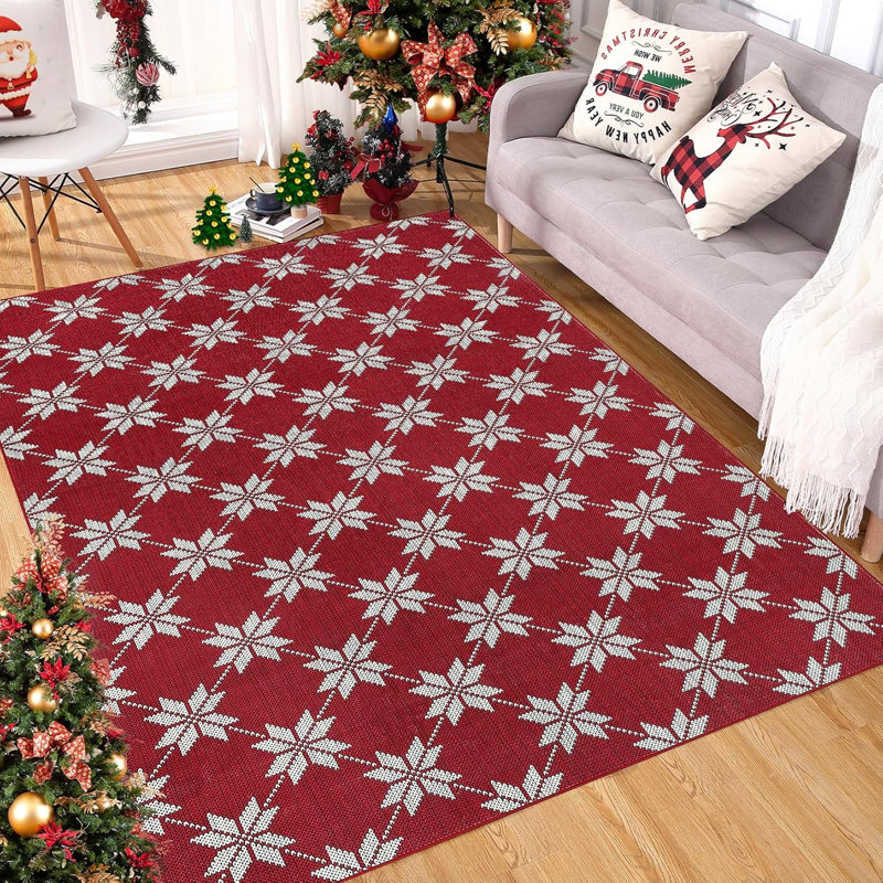 Christmas Eve Foldable Carpet - 2x3ft Thin Low Pile Accent Rug, Rectangle 9'1" x 12'1"