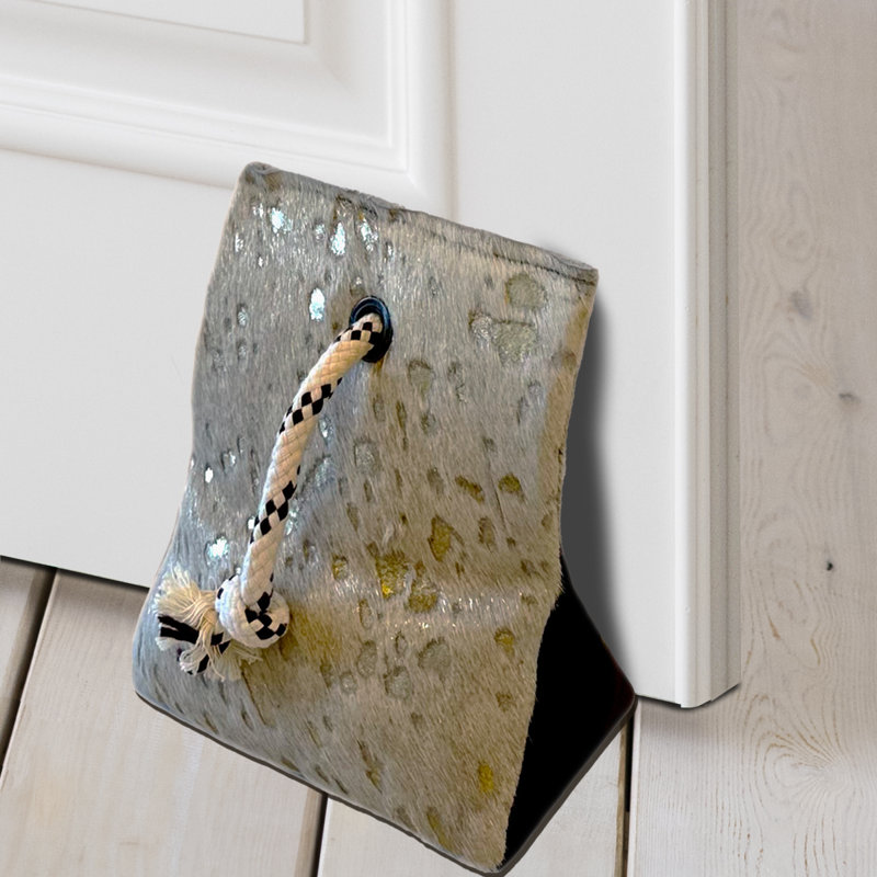 Bouchon de porte en cuir de vache, Doré / Blanc