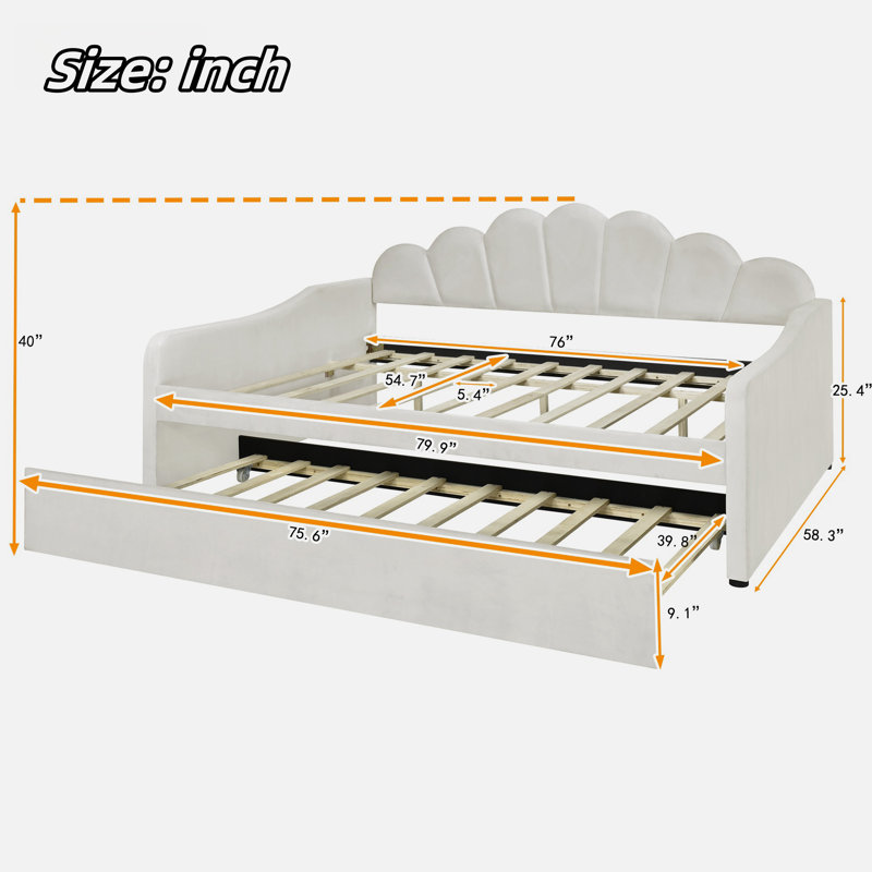 Lit de jour avec couchette Leiston, Beige