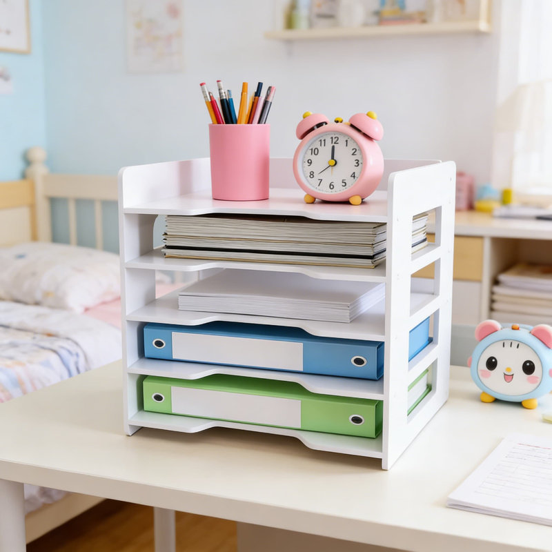 Organisateur de bureau à 5 niveaux et porte-classeur avec plateau à courrier, trieur de papier multicouche pour documents de bureau, dossiers et papeterie