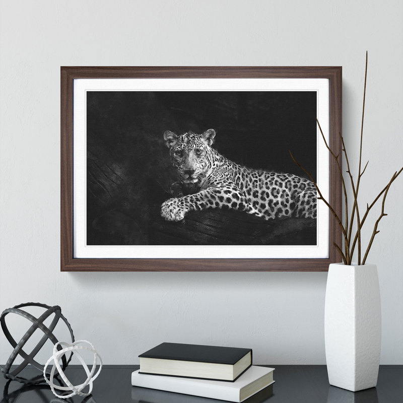 Leopard - Picture Frame Graphic Art Print, 62cm H x 87cm W x 2cm D, Walnut Framed