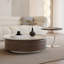 Table basse ronde en bois massif brun