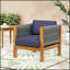 Fauteuil club d'extérieur LAUREL avec rotin fabriqué à la main et bois d'acacia durable pour une assise élégante et confortable