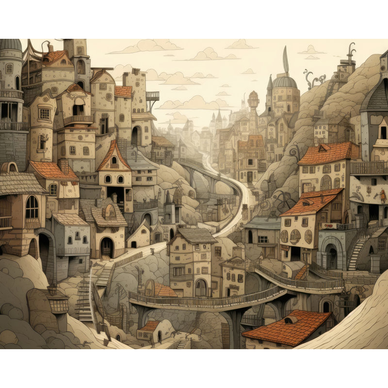 Intricate town hall - 48"x60" Framed canvas