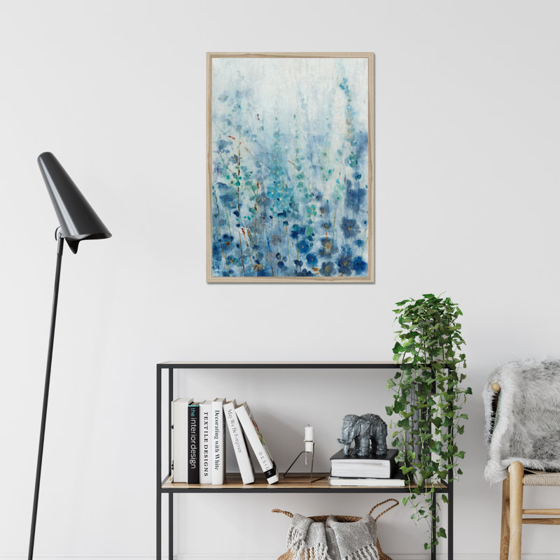Misty Blooms I - Painting, 50cm H x 34cm W, Natural Wood Single Picture Framed Paper