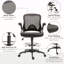 Chaise de dessinateur en filet, chaise de bureau haute avec support lombaire, accoudoirs rabattables, repose-pieds et hauteur de siège réglable