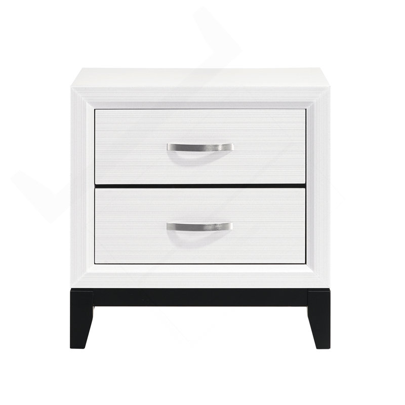 Table de chevet moderne moderne et blanche avec 2 tiroirs et 1 chambre à coucher