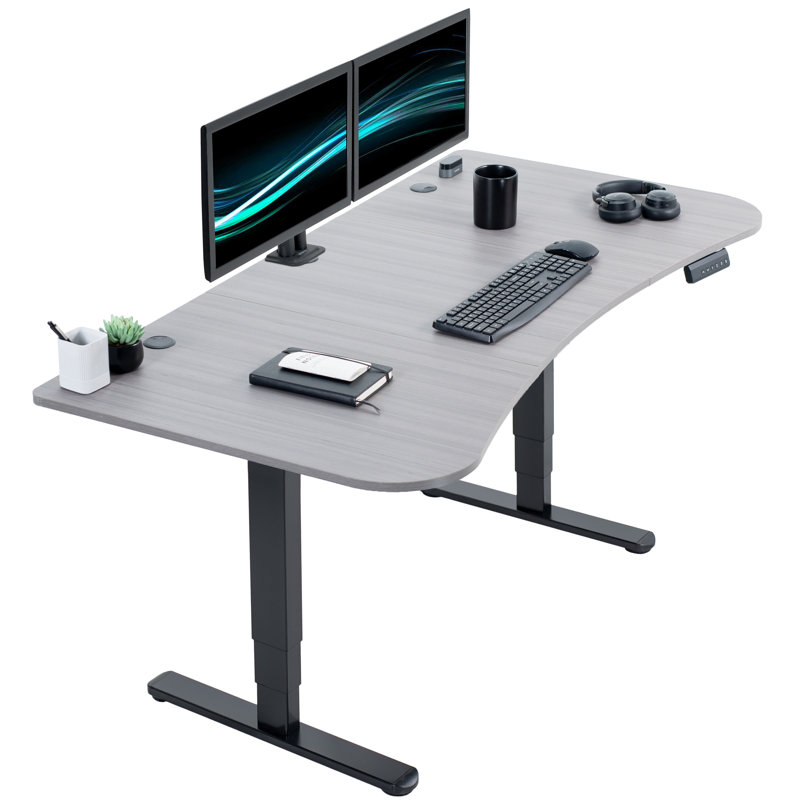Adjustable Metal Base Standing Desk, Dark Gray/Black