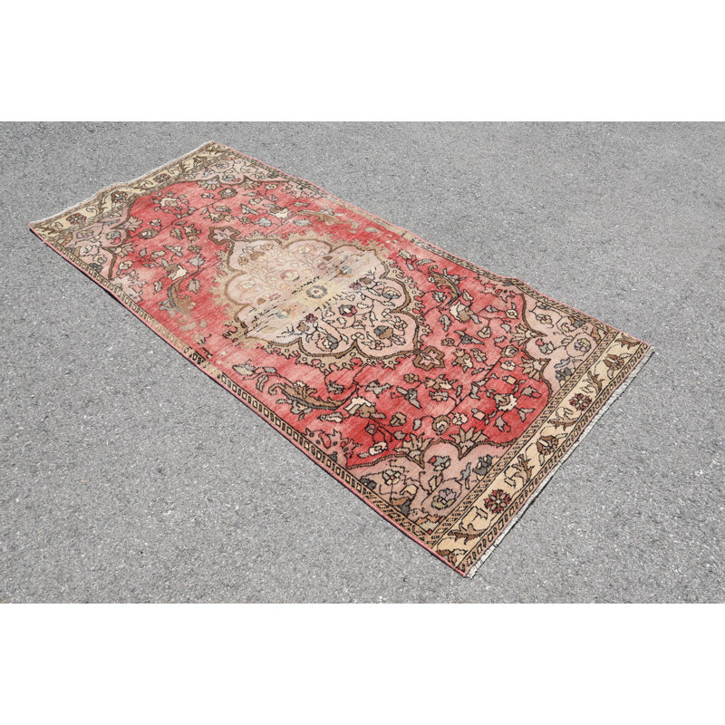 Tapis rétro, tapis orientaux rouges, tapis turc, tapis décoratifs de 3,2 x 6,9 pi, tapis anatoliens, tapis marocains