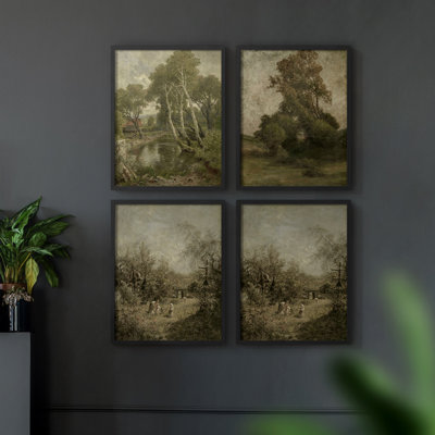 Vintage Landscape CLXXIII  Framed Print - Set of 4
