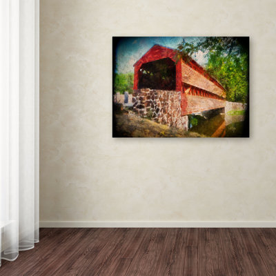 « old recouvert bridge » par lois bryan, reproduction de photo sur toile
