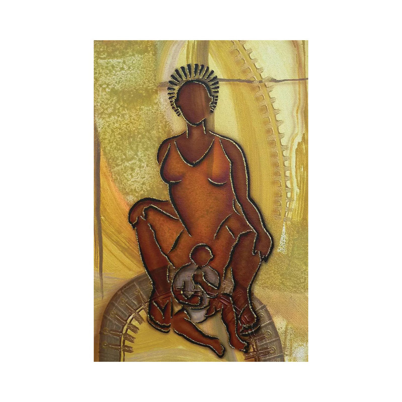 « Mère et enfant » par Fred Odle-impression, Pas de tapis, H 26 po x l 18 po x 1,5 po, Toile tendue