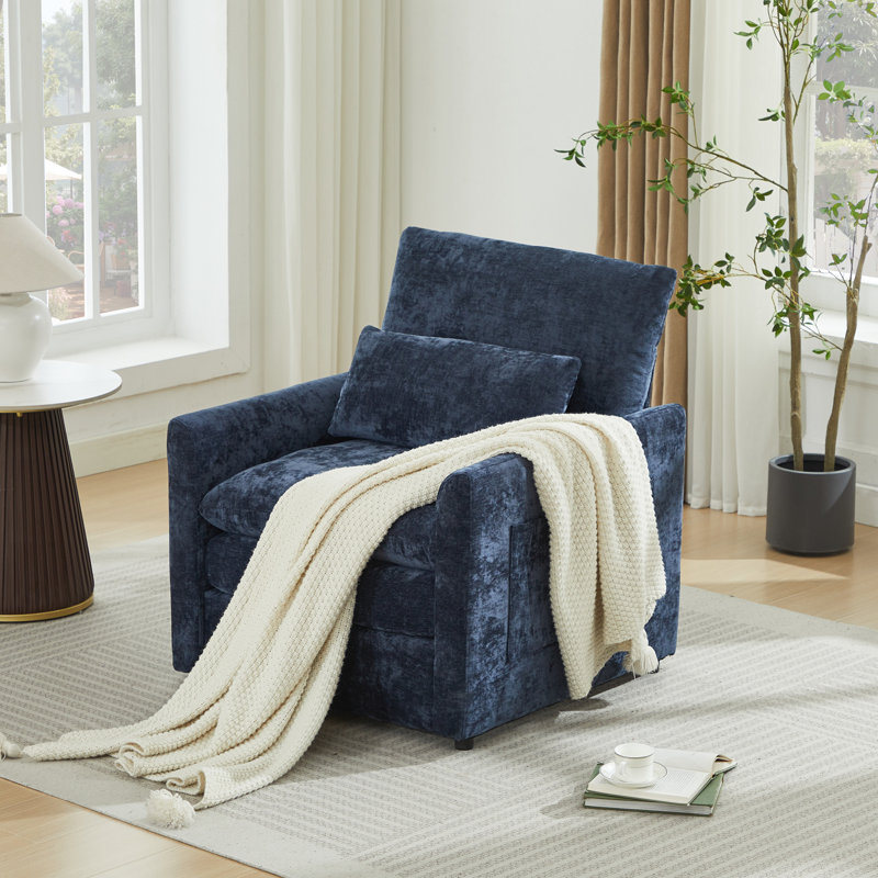 Fauteuil d'appoint moderne rembourré 32,5 po Drago, Bleu