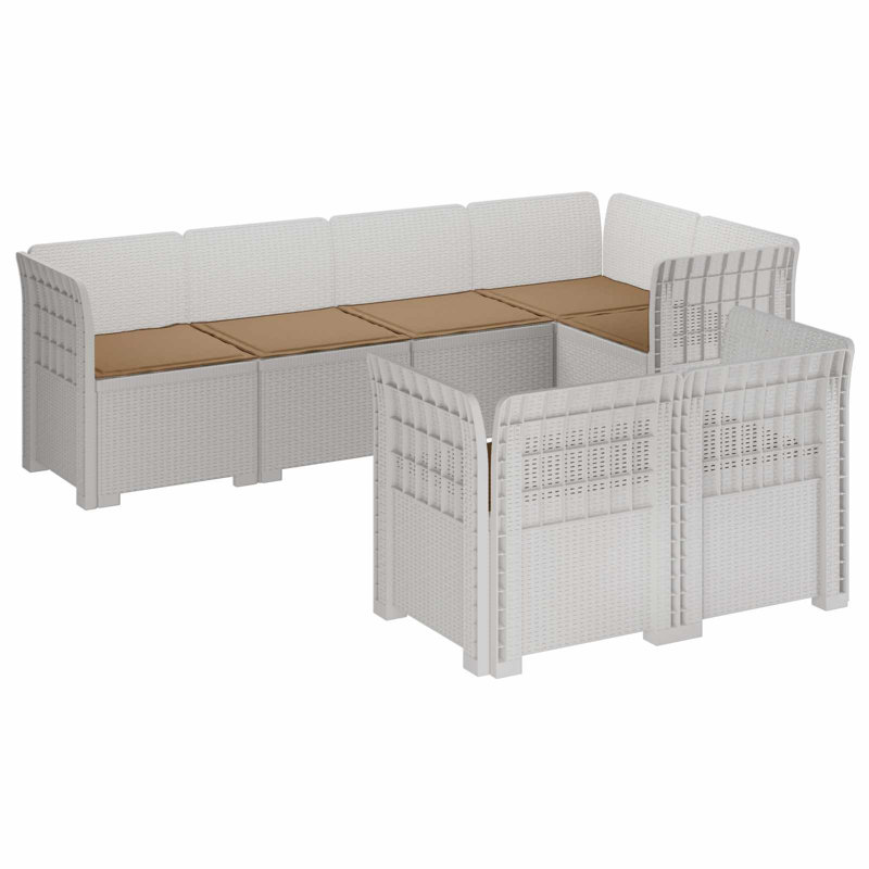 234 cm W Patio Sofa with Cushions, Taupe, White