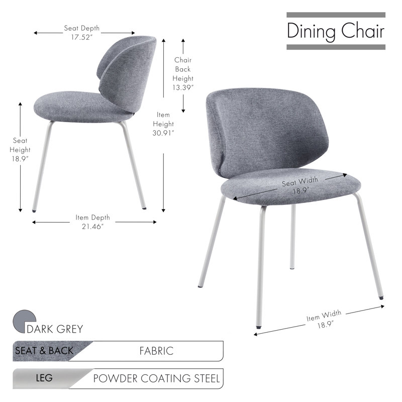 Ensemble de 2 chaises de salle à manger Titus, Gris
