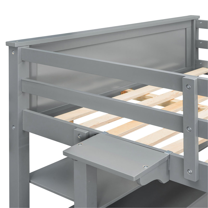 Lit mezzanine double avec bureau et tiroirs de rangement - Faites de votre chambre à coucher un espace fonctionnel élégant Contrôle de la qualité en bois de pin massif