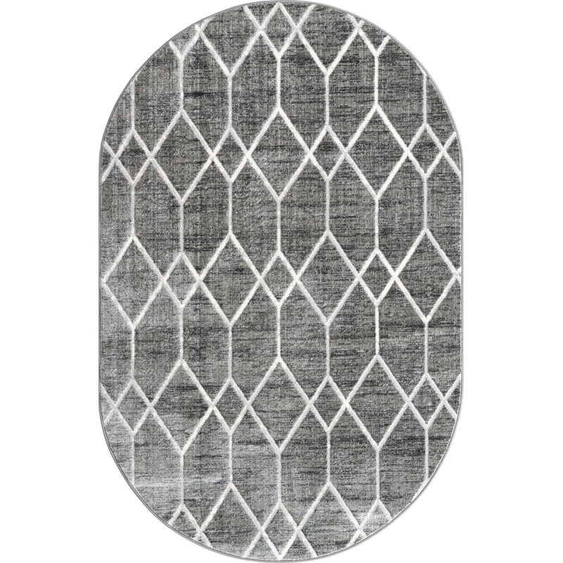 Eshin Abstract Indoor Rug, Oval 5'3" x 8'