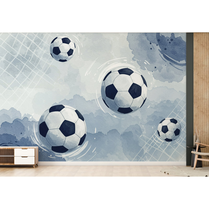 Papier peint ballon de soccer, murale (Peel-N-Stick), L 145 po x l 100 po, Luxury Canvas Texture