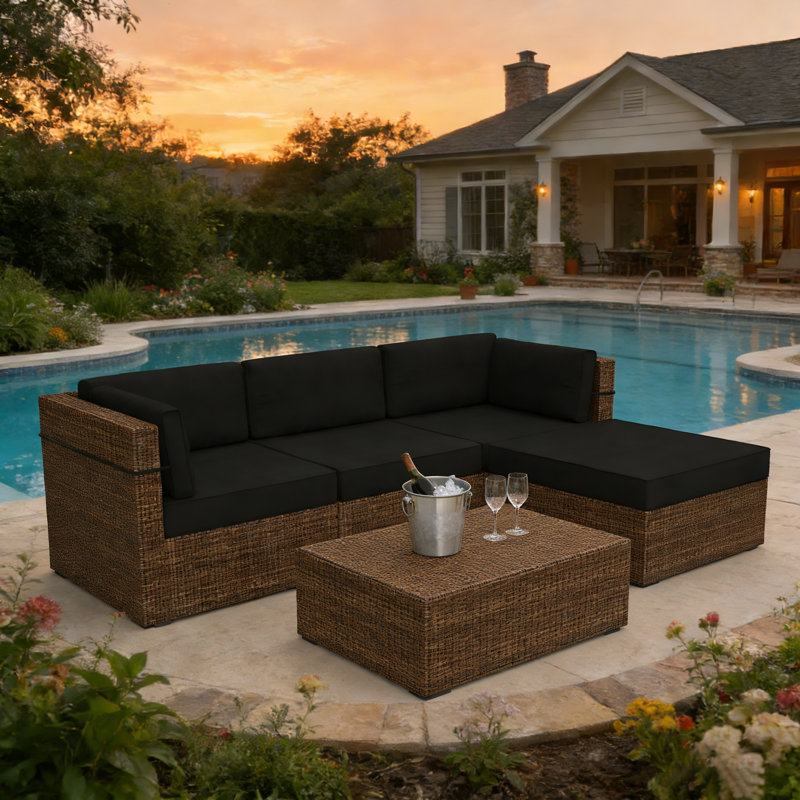 9 Pcs Outdoor Patio Cushion For Sectional,Sofa,Rattan Furniture, 4 Seat Outdoor Chair Cushions With 4 Seat Cushion And 5 Back Cushion,﻿﻿﻿﻿﻿﻿﻿﻿﻿﻿﻿﻿﻿﻿﻿﻿Black