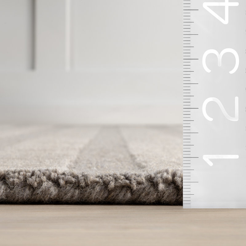 Tapis rayé en laine Visserie, Rectangle 9 pi 6 po x 13 pi 6 po