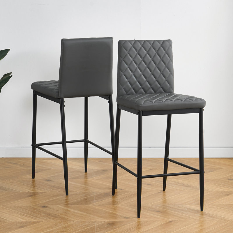 Rolands Upholstered Counter Stool with Metal Frame, Gray