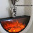 35.43"Black U-shaped Embedded Simulated lame Decorative Electric Fireplace-118373411