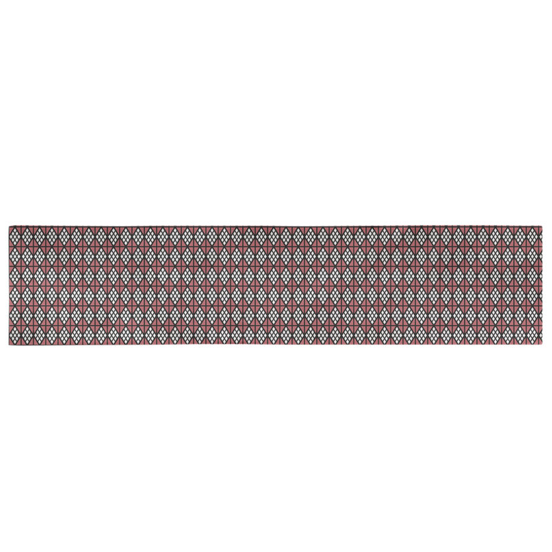 Chemin de table diamants Avicia, 73,5 po x 17,5 po, Noir / Rouge, Coton