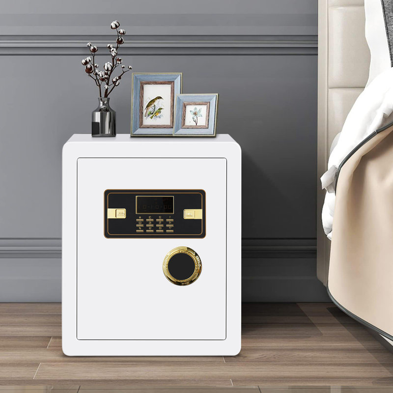 Digital Keypad Depository Safe with Dual-Lock Safe, White