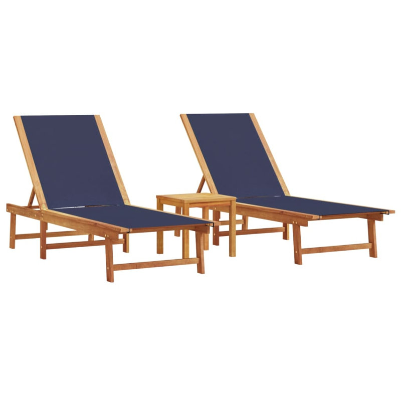 Jennie 200cm Long Acacia Single Chaise, Navy
