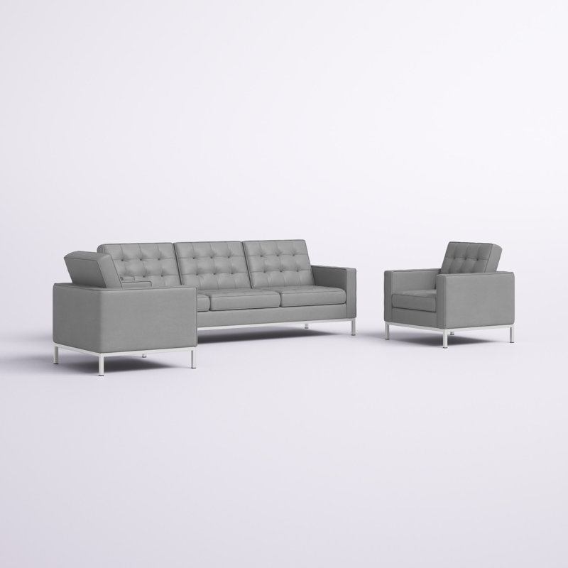Ensemble de meubles en cuir 3 pièces Loft, Similicuir gris