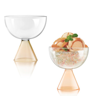 Qualia Glass Venice Coupe Set of 2 - Peach/Clear